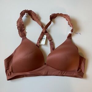 Aerie Lace Trimmed Bra in Rust